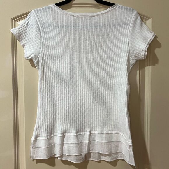 SOFT SURROUNDINGS Roma Ribbed Tee White Women's Size XS - Picture 2 of 5